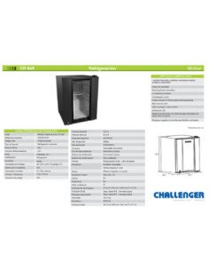 Mini Bar Challenger 49 Litros Negro Puerta vidrio CR049 1 2