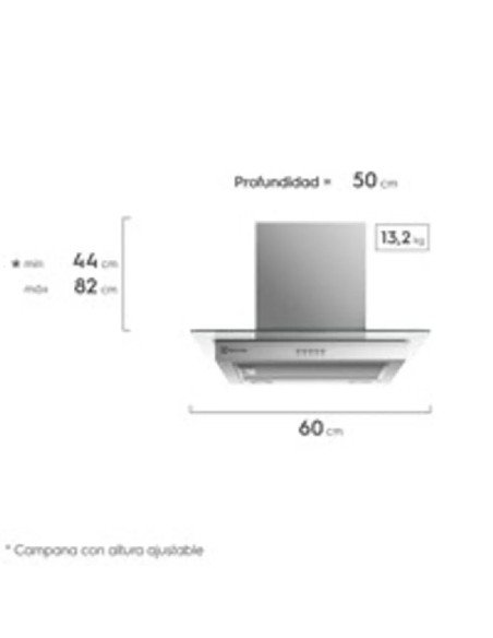 Campana Extractora Electrolux 60cm Pared 3 Velocidades CE6VX 8