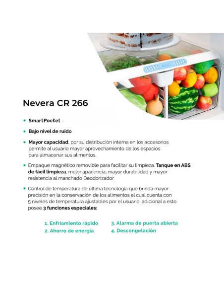 Nevera Challenger 266 Litros Brutos No Frost Lúmina CR 266 2