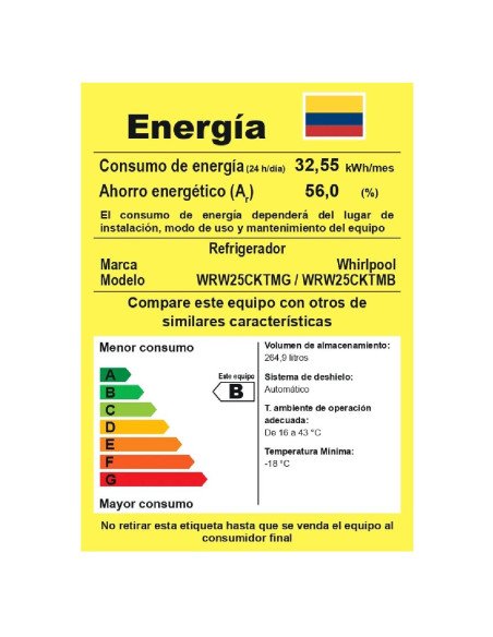 Nevera Whirlpool 2649 Litros No Frost Top Mount Negra Onyx WRW25CKTMB 8