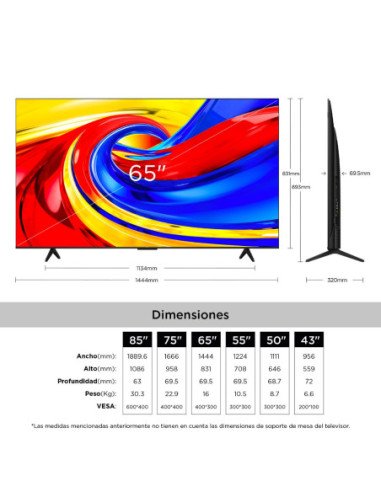 Televisor TCL 65 pulgadas QLED Premium Google 65P7L 8