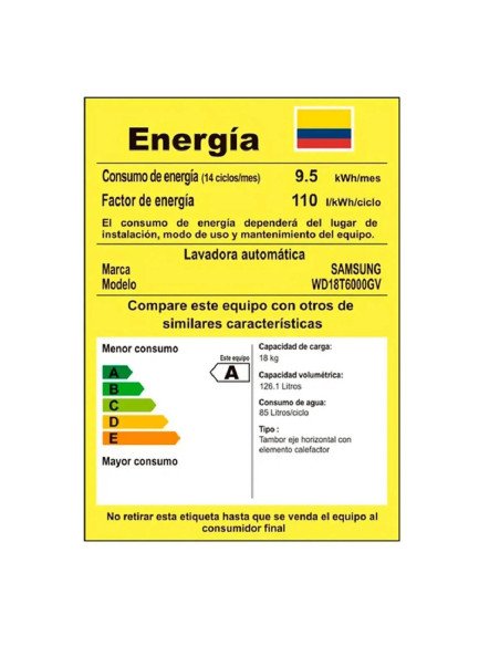 Lavadora Secadora Samsung 18 Kg Carga Frontal con Speed Shot WD18T6000GV/CO 2